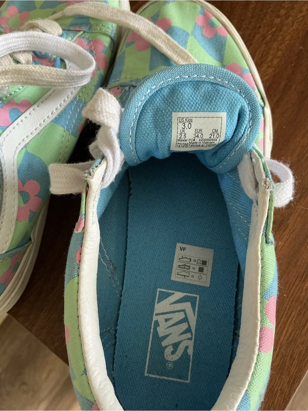 Vans Kids Floral Checkerboard Old Skool Sneakers - Blue/Pink/Green